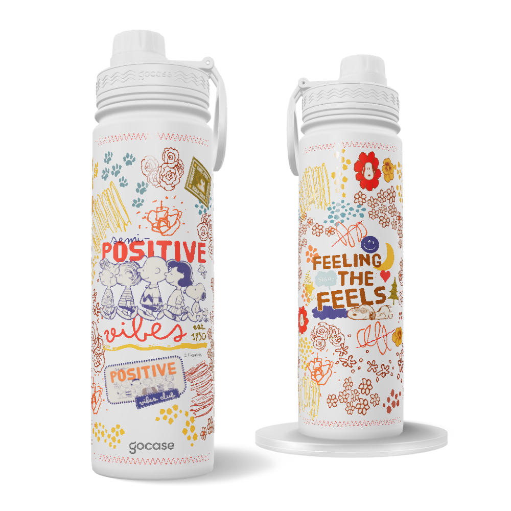 Garrafa Térmica Fresh + Ebook - Snoopy Peanuts Positive Vibes