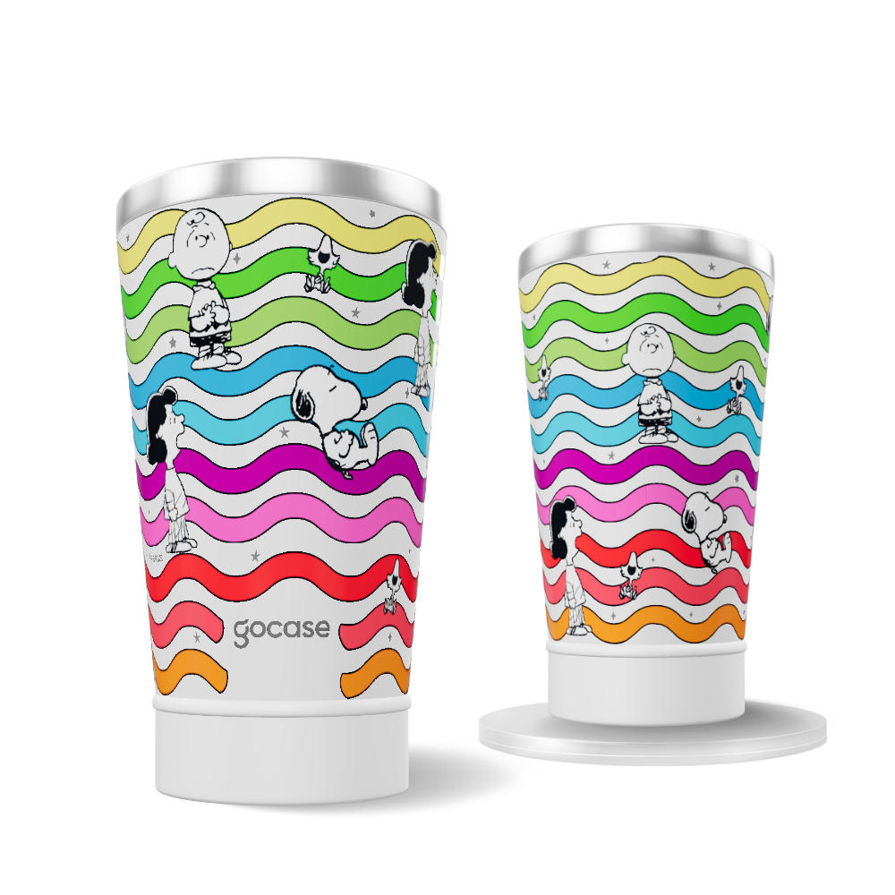 Copo Térmico + Ebook - Snoopy - Rainbow Wave