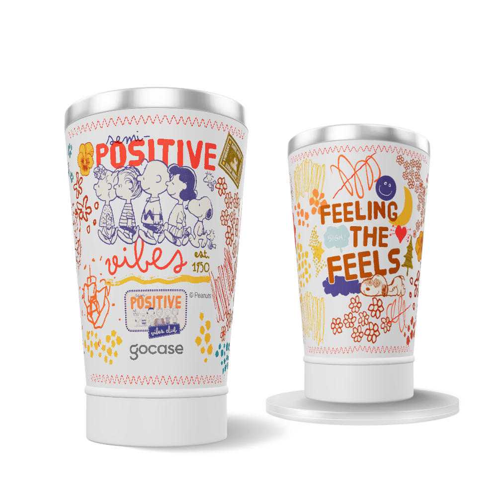 Copo Térmico + Ebook - Snoopy Peanuts Positive Vibes