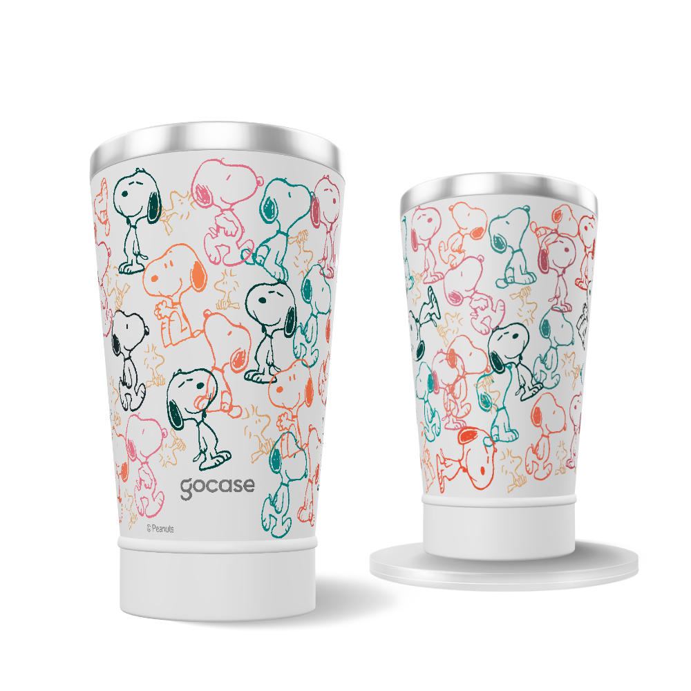 Copo Térmico + Ebook - Snoopy and Wood Colorful Pattern