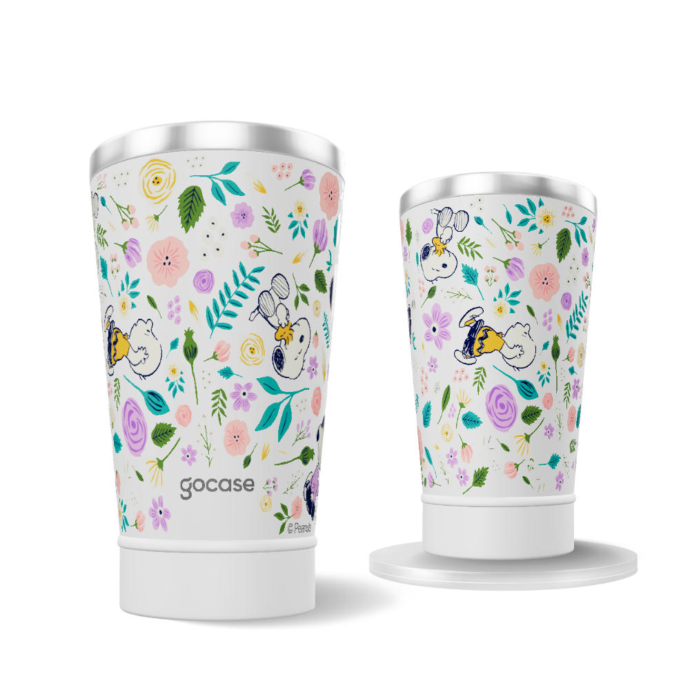 Copo Térmico + Ebook - Snoopy Floral
