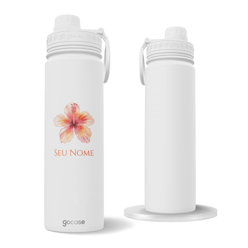 Garrafa Térmica Fresh + Ebook - Flor Hibisco Central