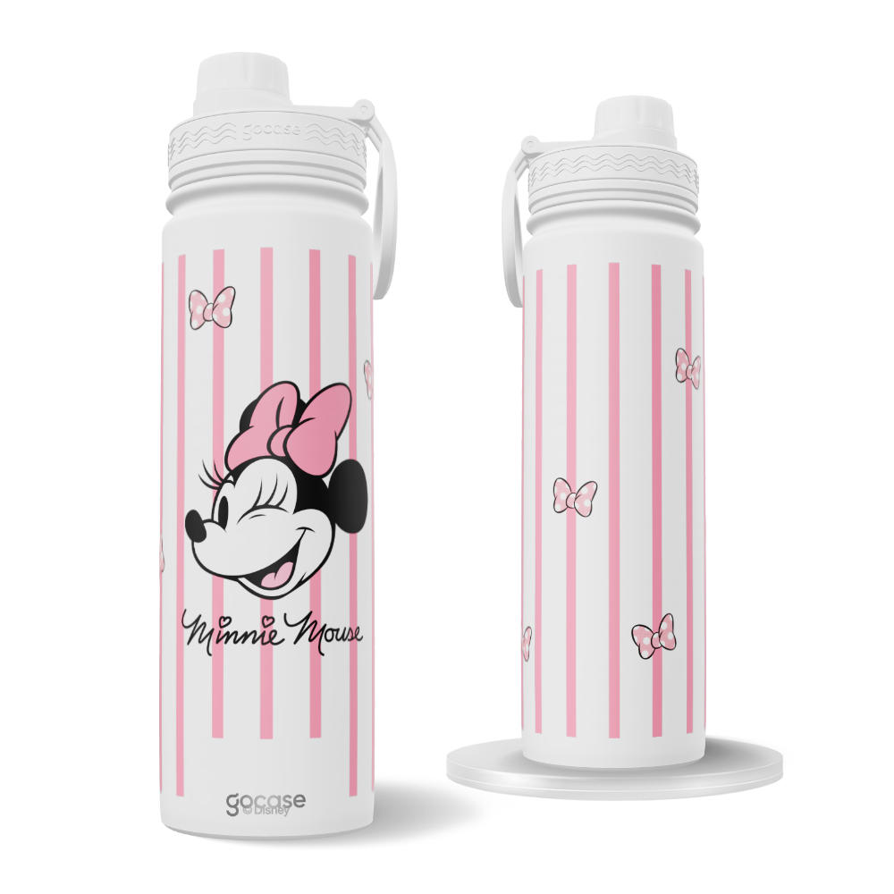 Garrafa Térmica Fresh + Ebook - Mickey & Amigos - Minnie Listras Pink
