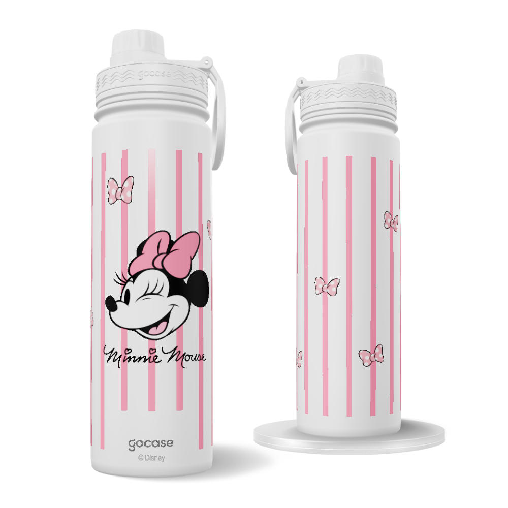 Garrafa Térmica Fresh + Ebook - Mickey & Amigos - Minnie Listras Pink