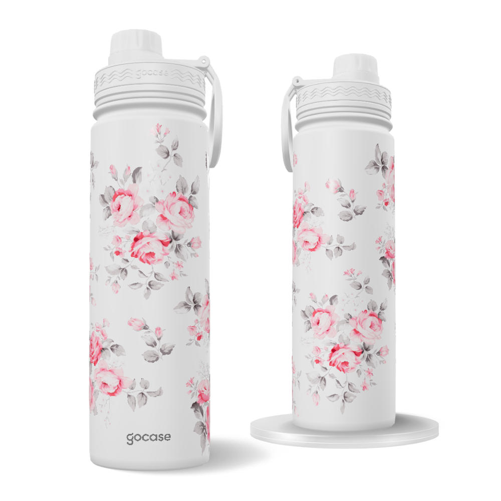 Garrafa Térmica Fresh + Ebook - Classic Flowers Rose