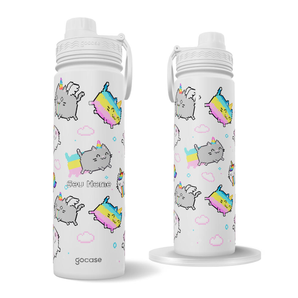 Garrafa Térmica Fresh + Ebook - Gato Cornio Pixel 