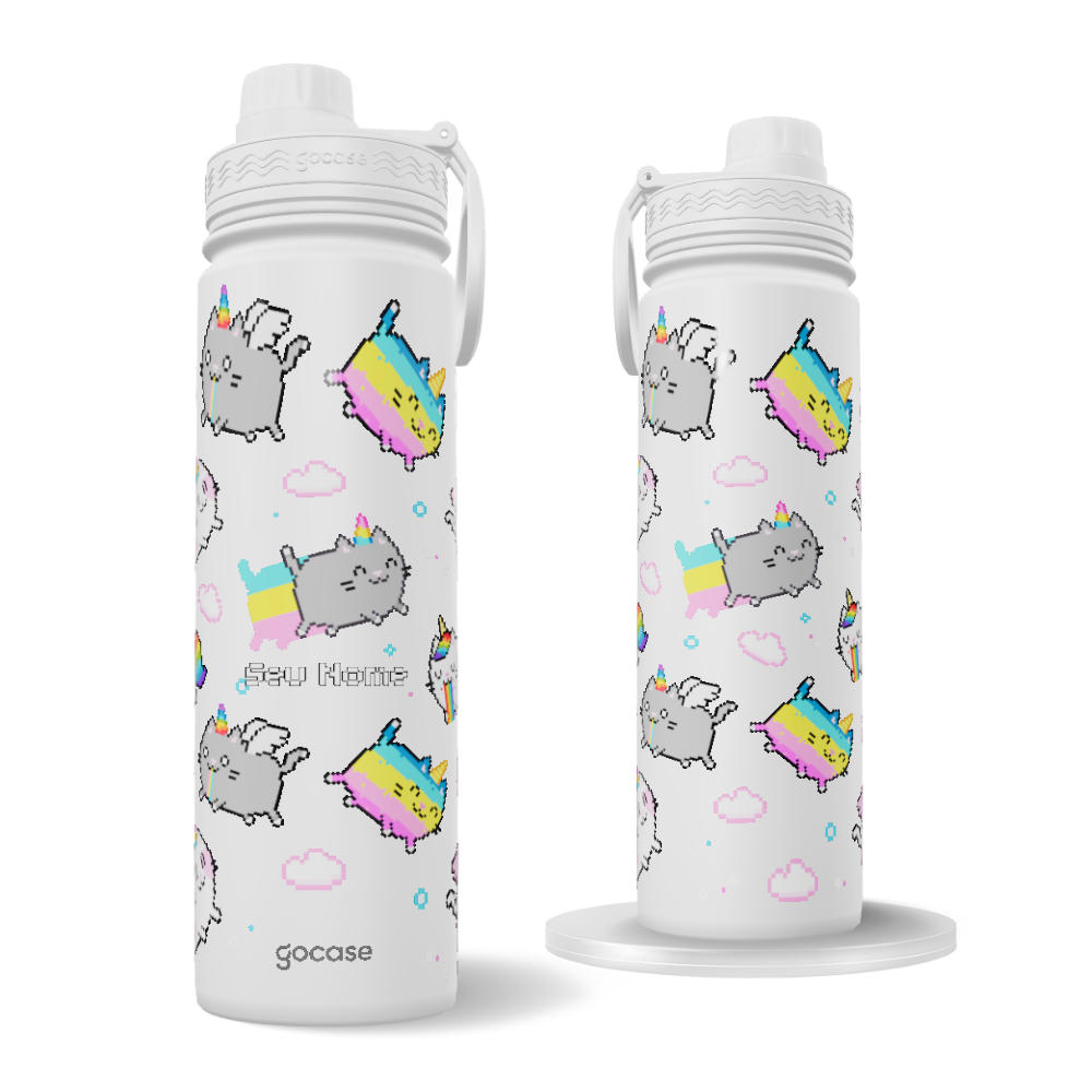 Garrafa Térmica Fresh + Ebook - Gato Cornio Pixel 