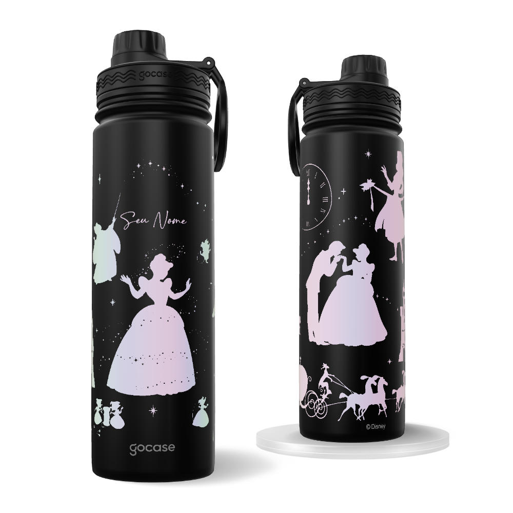 Garrafa Térmica Fresh + Ebook - Princesas - Cinderela - Encanto Degradê