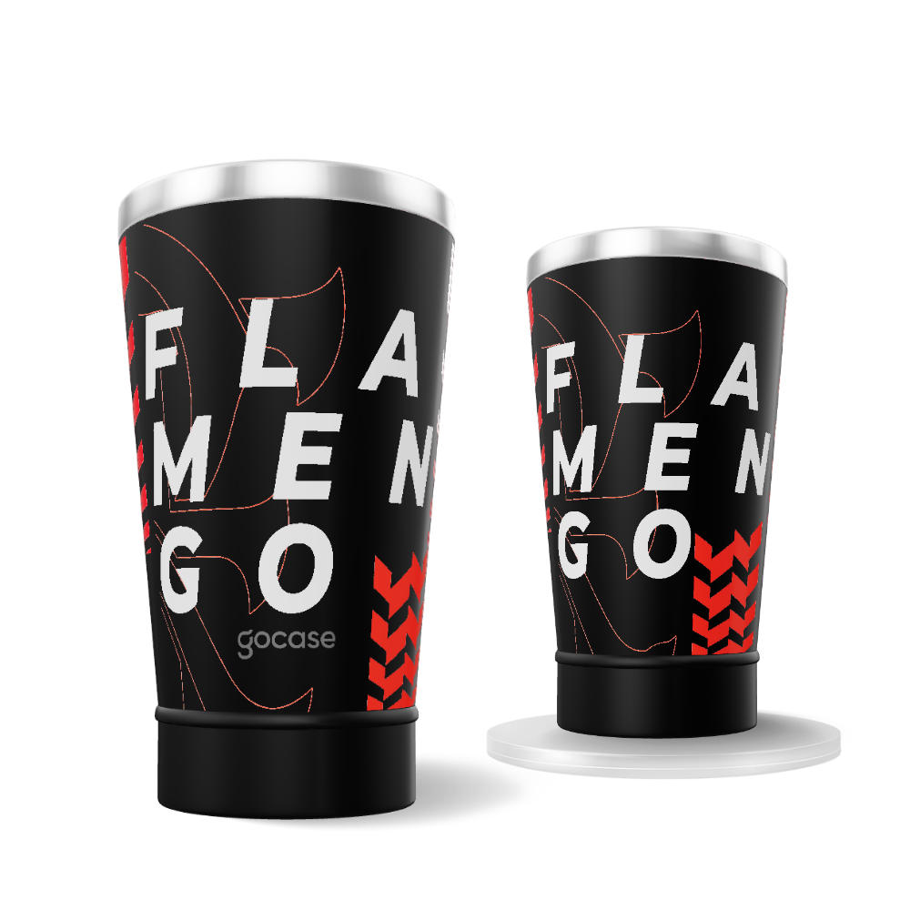 Copo Térmico Cerveja + Ebook - Flamengo Lettering Pattern Preto