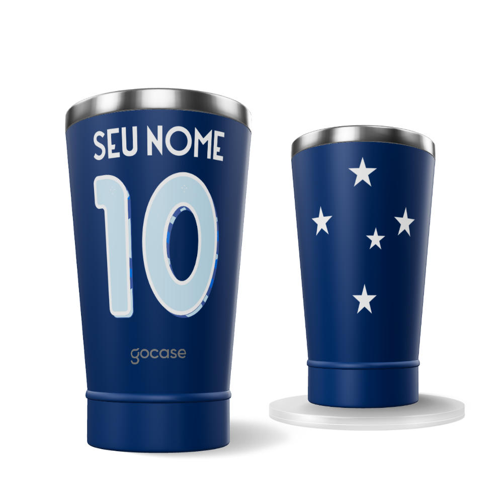  Copo Térmico Cerveja + Ebook - Cruzeiro Uniforme 1 Azul P