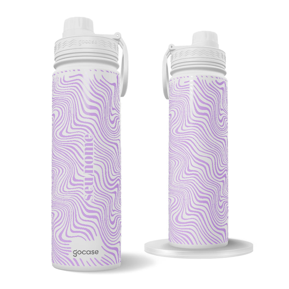 Garrafa Térmica Fresh + Ebook - Psychedelic Waves - Branco