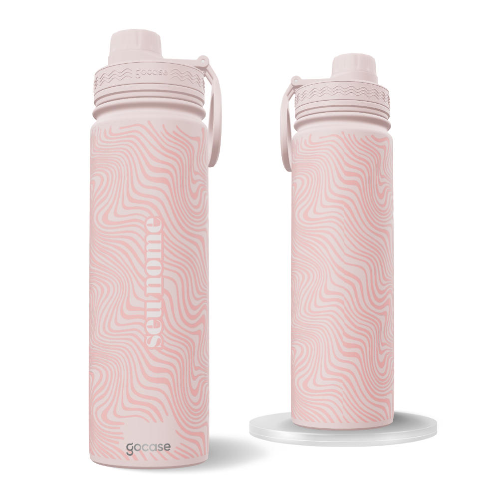 Garrafa Térmica Fresh + Ebook - Psychedelic Waves - Rosa