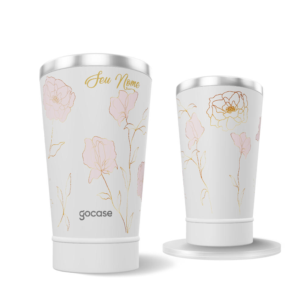 Copo Térmico + Ebook - Rose Flower