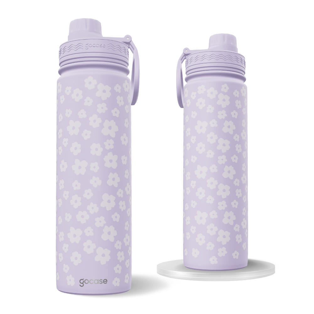 Garrafa Térmica Fresh + Ebook - Pattern Flores Organicas Lilás