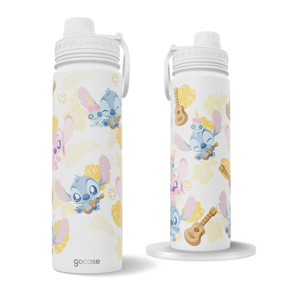 Garrafa Térmica Fresh + Ebook - Lilo & Stitch - Ukulele & Havaí