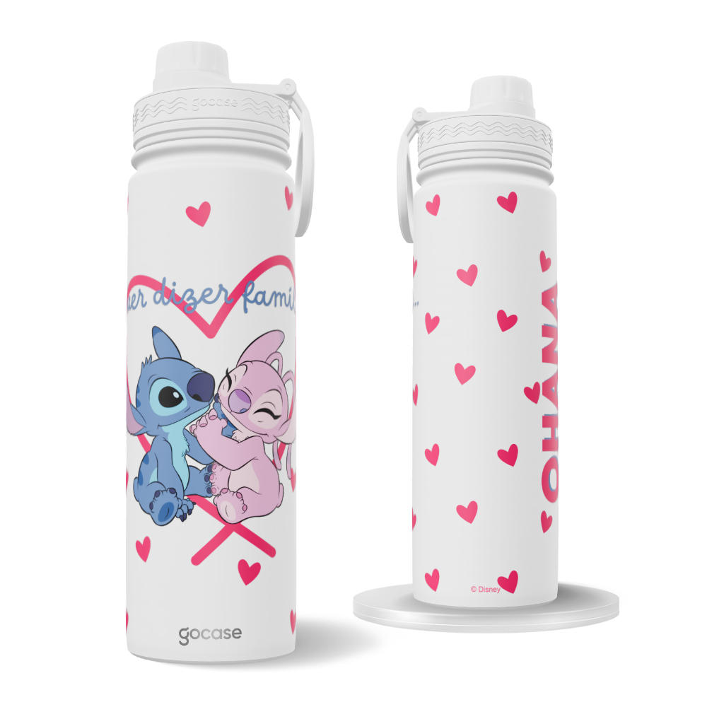 Garrafa Térmica Fresh + Ebook - Stitch e Angel - Ohana