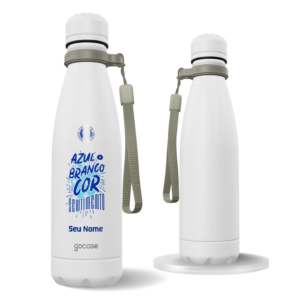 Garrafa Térmica Urban + Ebook - Cruzeiro - Azul e Branco É a Cor do Sentimento