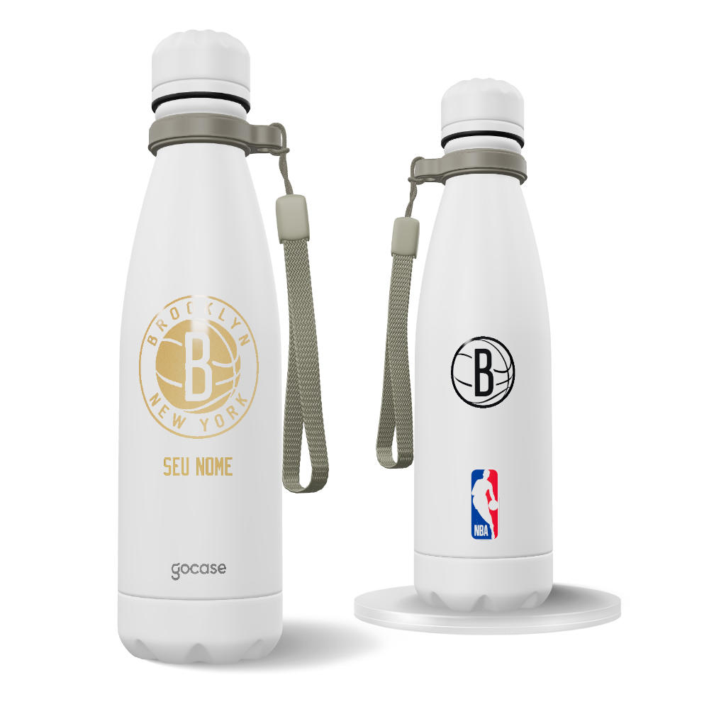 Garrafa Térmica Urban + Ebook - Brooklyn Nets - Escudo Dourado