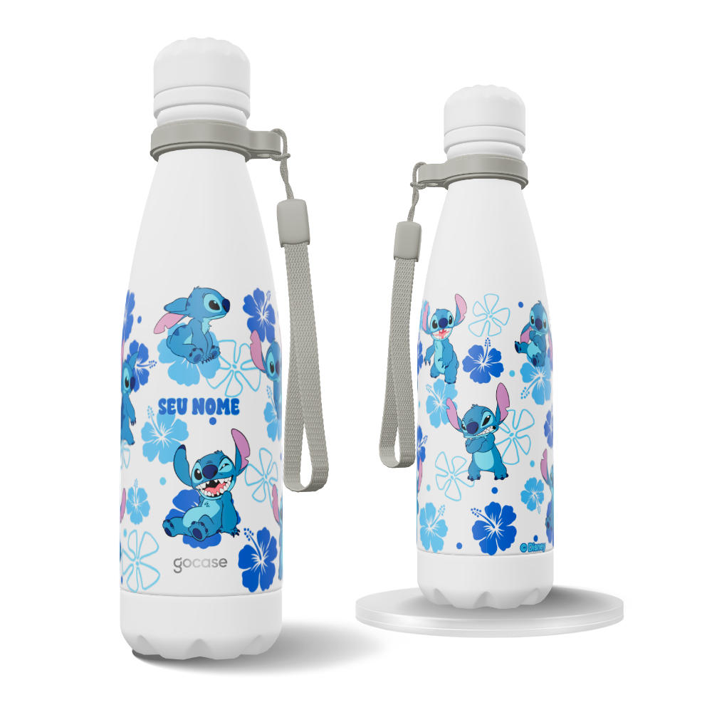 Garrafa Térmica Urban + Ebook - Stitch - Flores Havaianas
