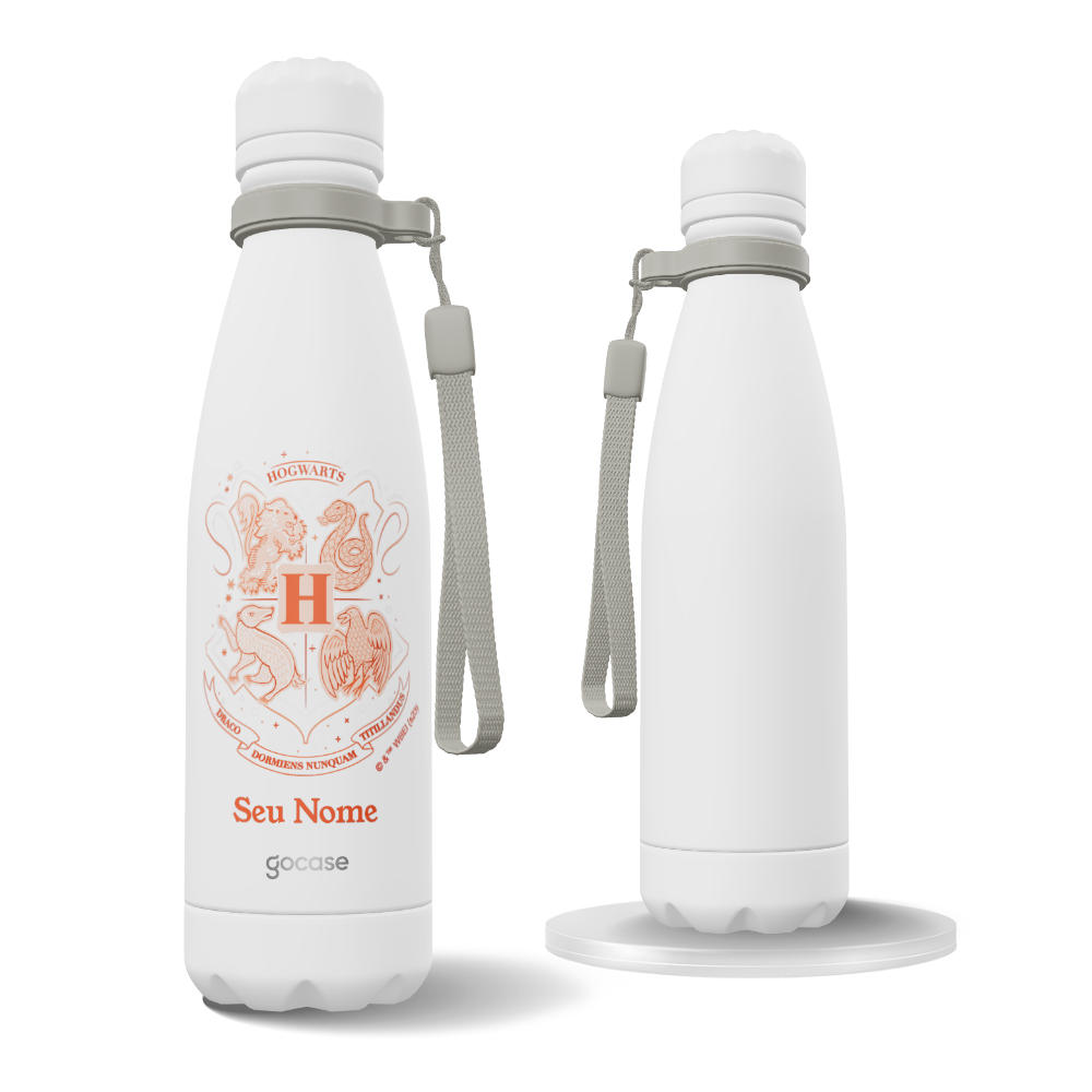 Garrafa Térmica Urban + Ebook - Brasão Grifinoria com Inicial e Nome