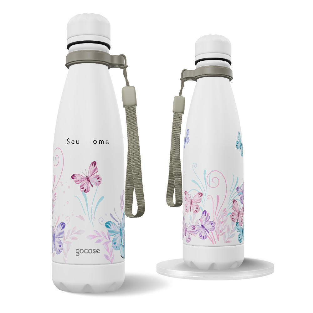Garrafa Térmica Urban + Ebook - Borboletas com Aquarela