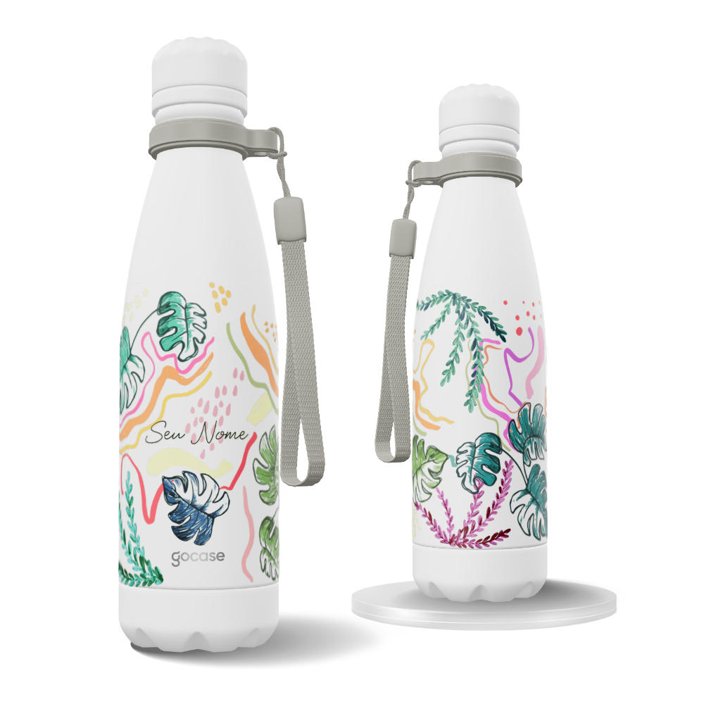 Garrafa Térmica Urban + Ebook - Rabiscos Folhagem