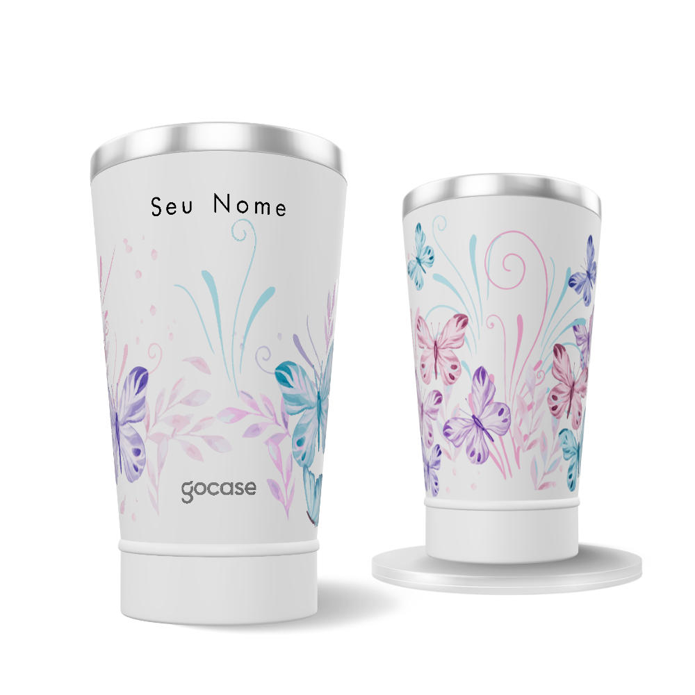 Copo Térmico + Ebook - Borboletas com Aquarela