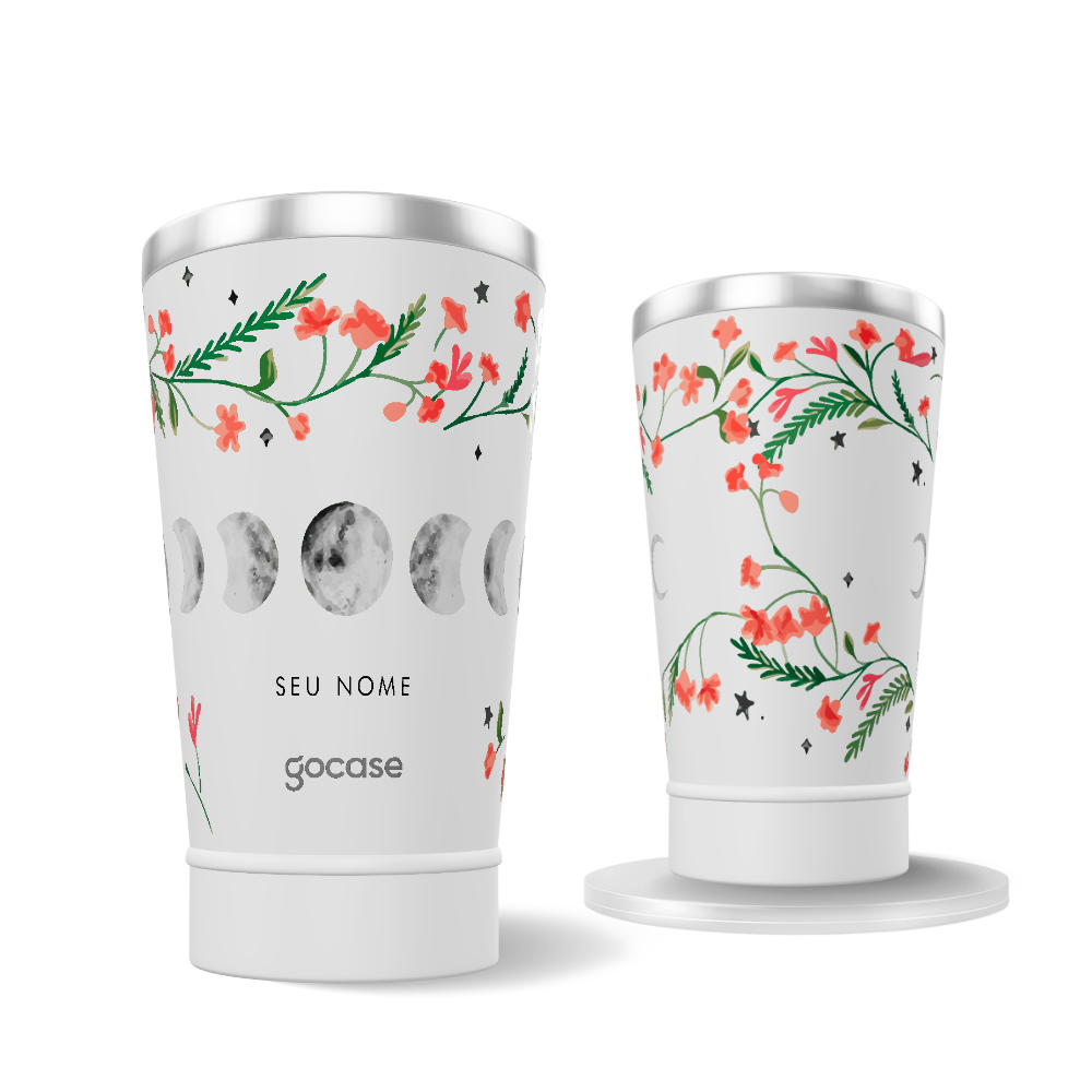 Copo Térmico + Ebook - Fases da Lua entre Flores