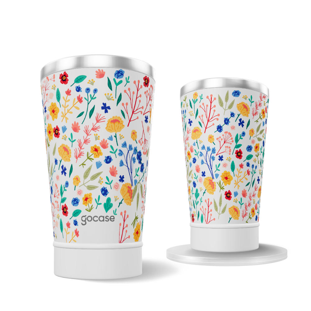 Copo Térmico + Ebook - Cute Flowers Pattern