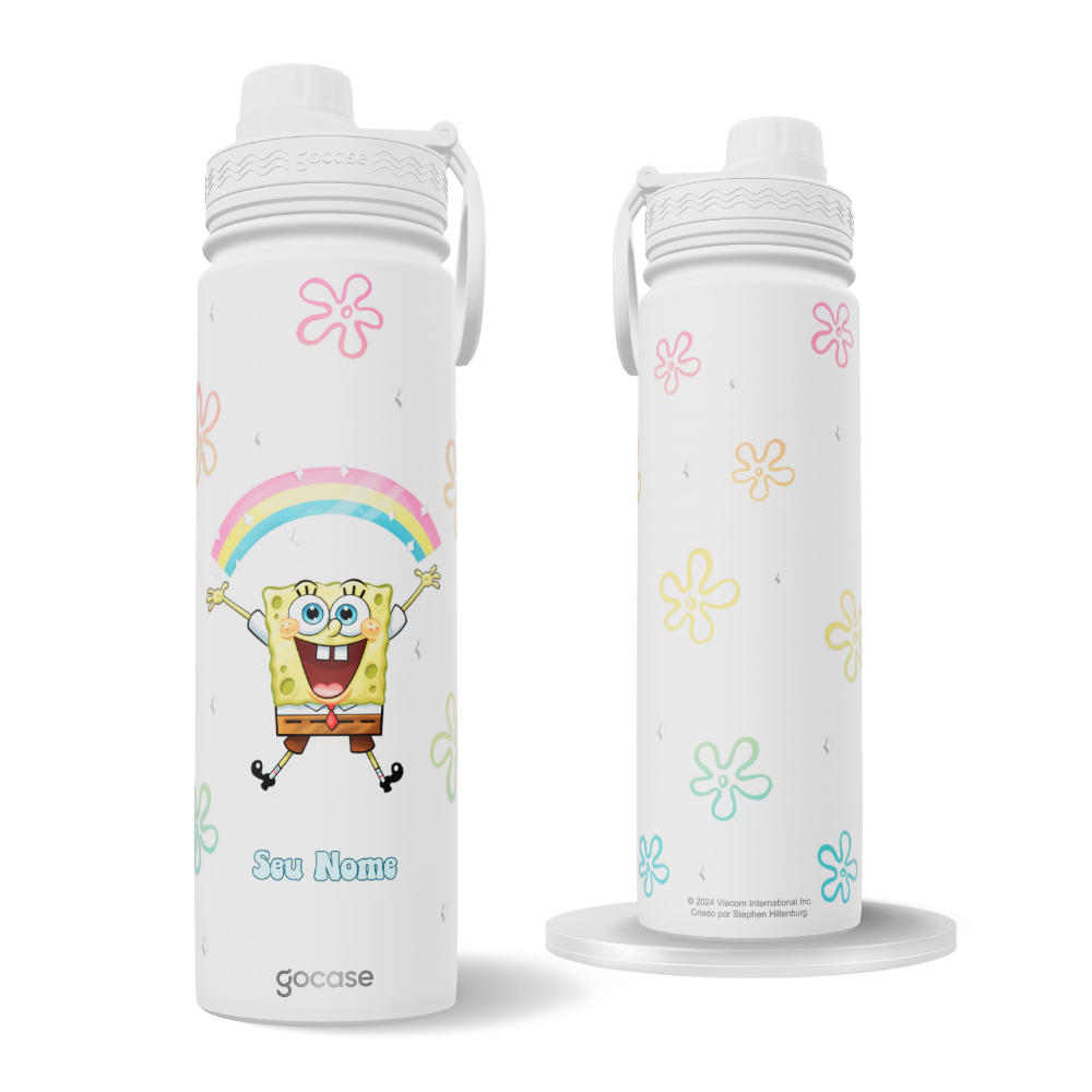 Garrafa Térmica Fresh + Ebook - Bob Esponja - Rainbow