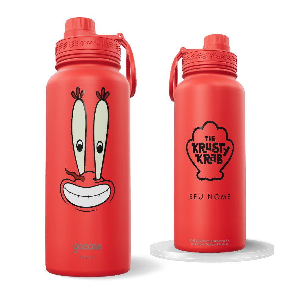 Garrafa Térmica Fresh + Ebook - Bob Esponja - Seu Siriguejo