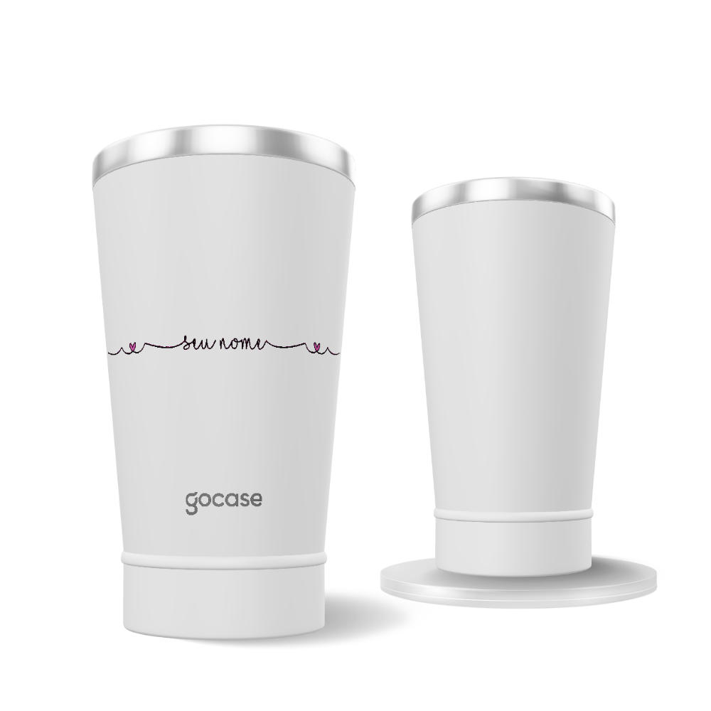 Copo Térmico Vibe - Corações com Nome Vertical