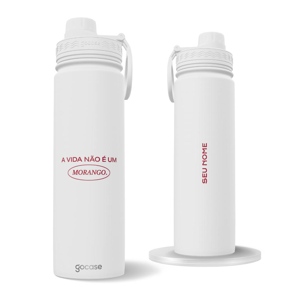 Garrafa Térmica Fresh + Ebook - Frases A Vida Não é Um Morango