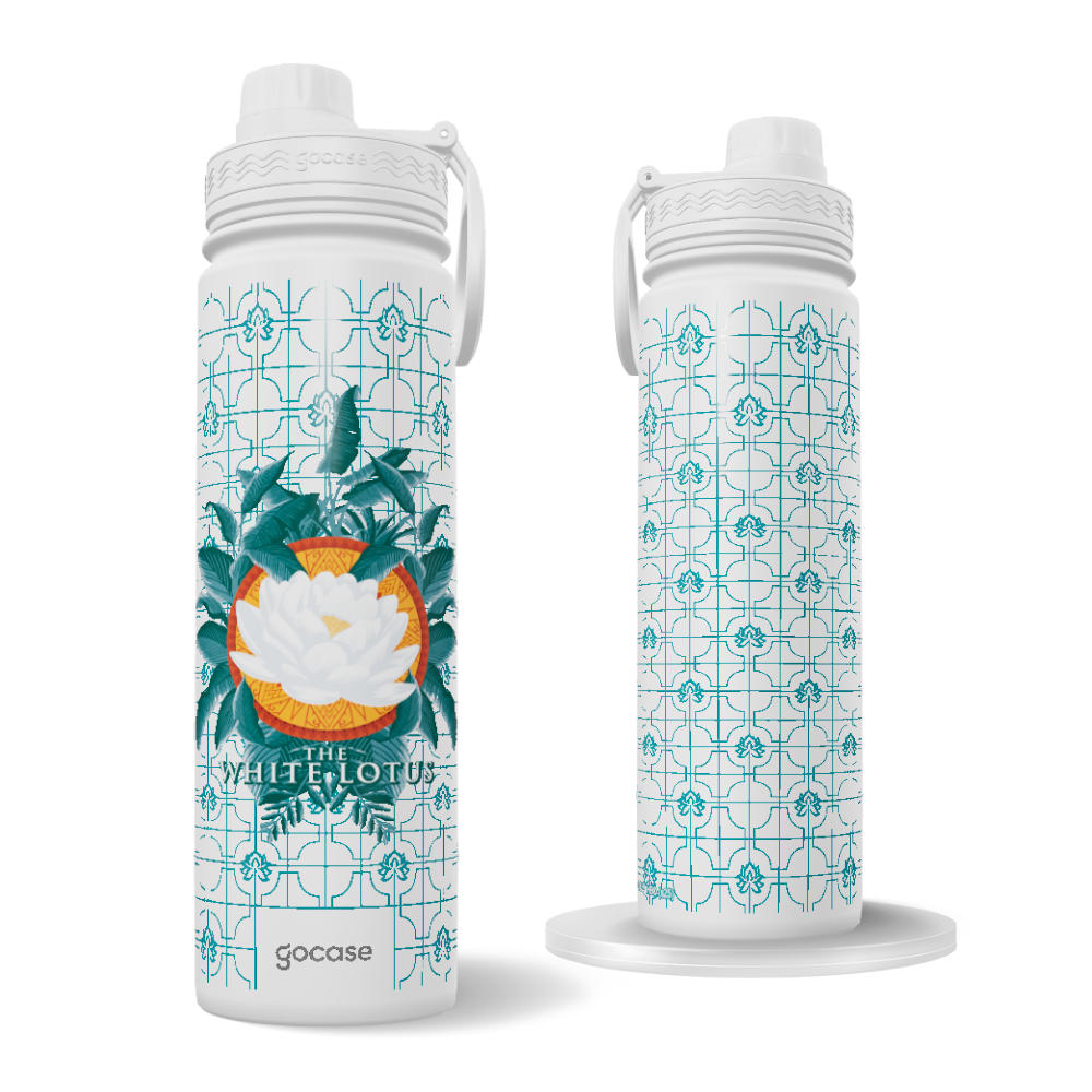 Garrafa Térmica Fresh + Ebook - The White Lotus - Lotus Pattern