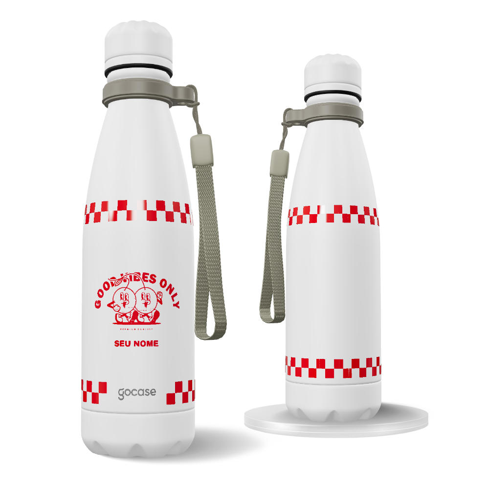 Garrafa Térmica Urban + Ebook - Good Vibes Only - Retro Cherry