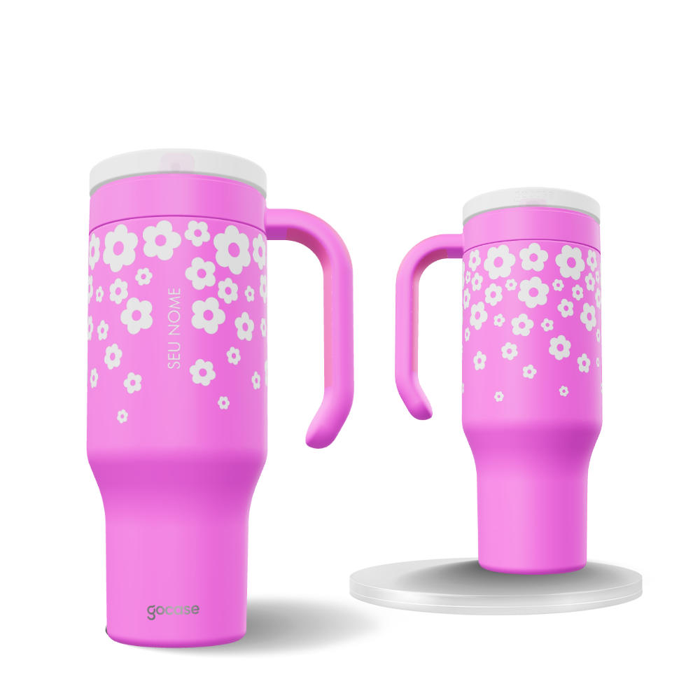 Copo Térmico Life + Ebook - Degradê Floral