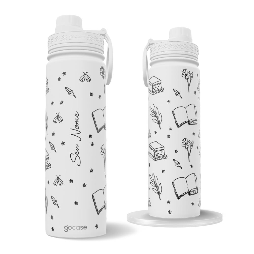 Garrafa Térmica Fresh + Ebook - Book Lover - Lineart Pattern