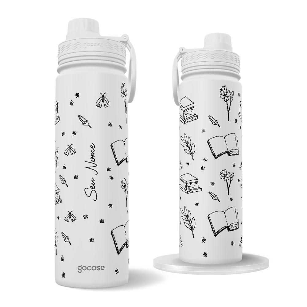 Garrafa Térmica Fresh + Ebook - Book Lover - Lineart Pattern