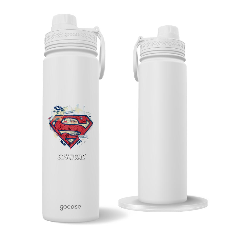 Garrafa Térmica Fresh + Ebook - Superman - Shield Customizável