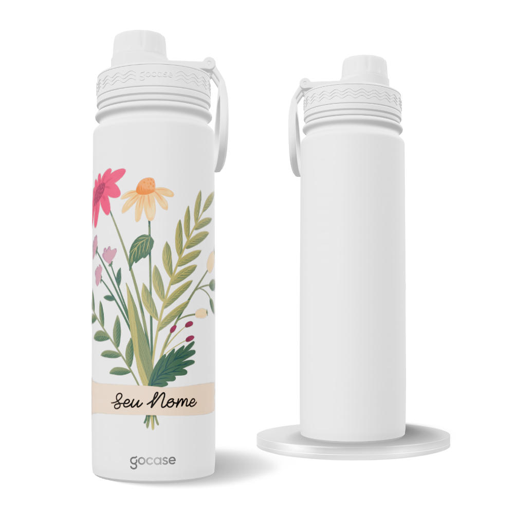 Garrafa Térmica Fresh + Ebook - Flores com Fita