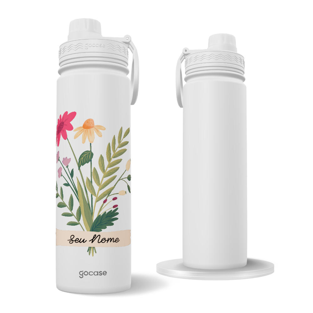 Garrafa Térmica Fresh + Ebook - Flores com Fita