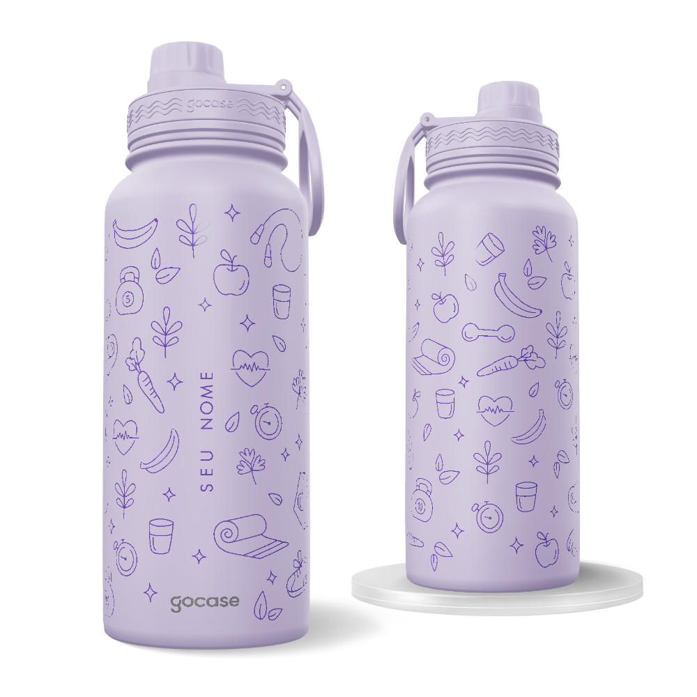 Garrafa Térmica Fresh Lilás + Ebook - Nutrição 