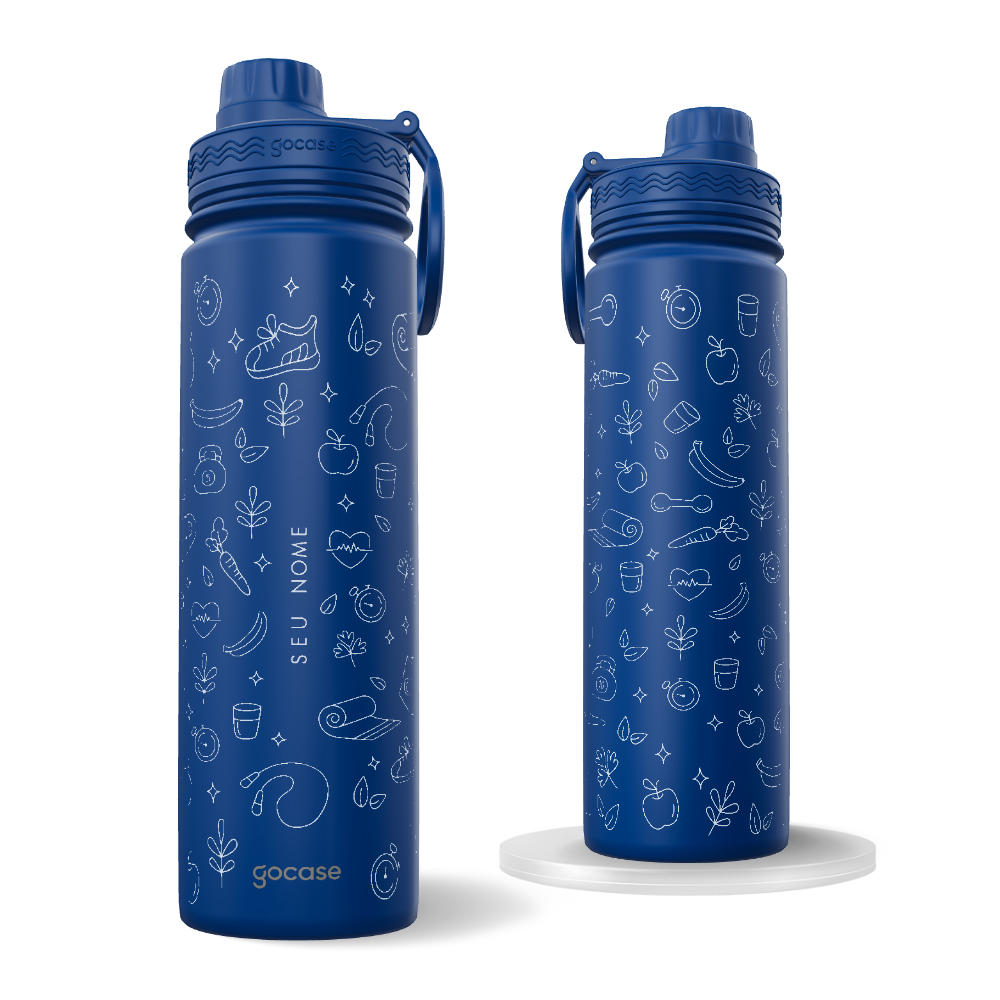 Garrafa Térmica Fresh Azul Marinho + Ebook - Nutrição