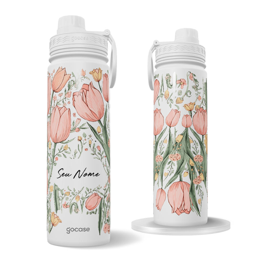 Garrafa Térmica Fresh + Ebook - Vintage Tulips
