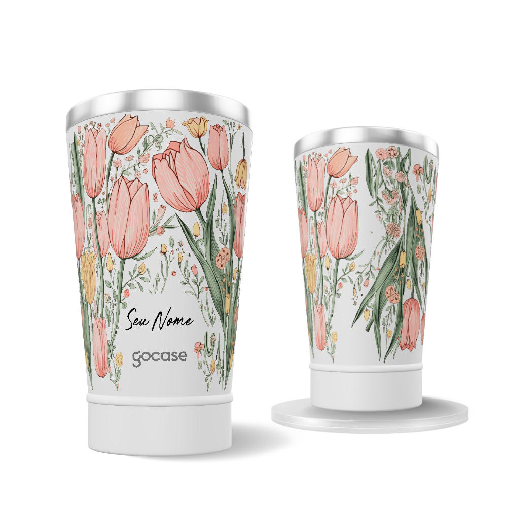 Copo Térmico + Ebook - Vintage Tulips