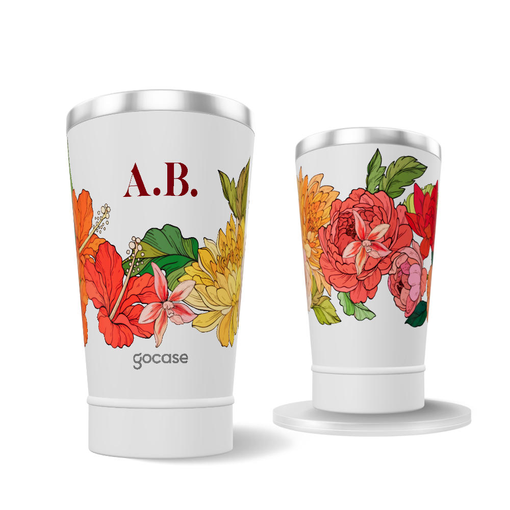 Copo Térmico + Ebook - Botânico Tropical