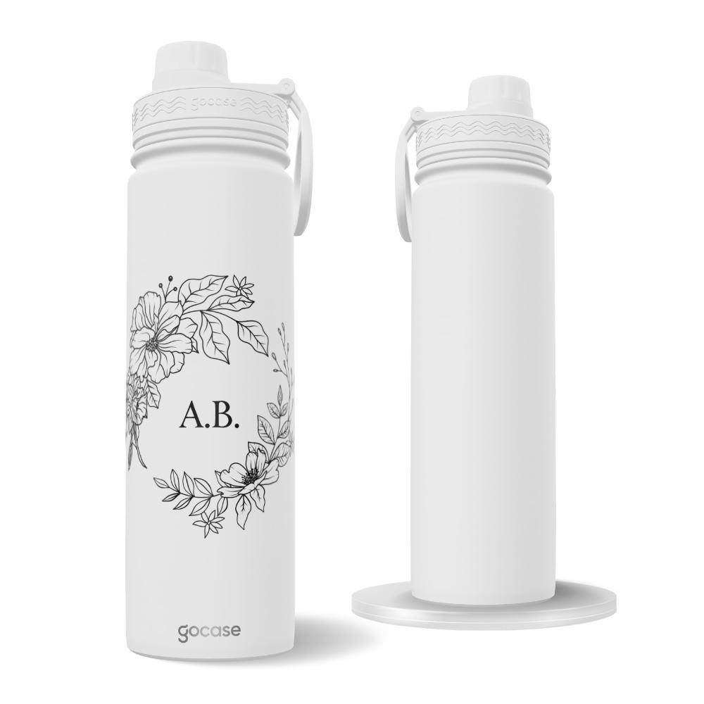 Garrafa Térmica Fresh + Ebook - Floral Linear com Iniciais