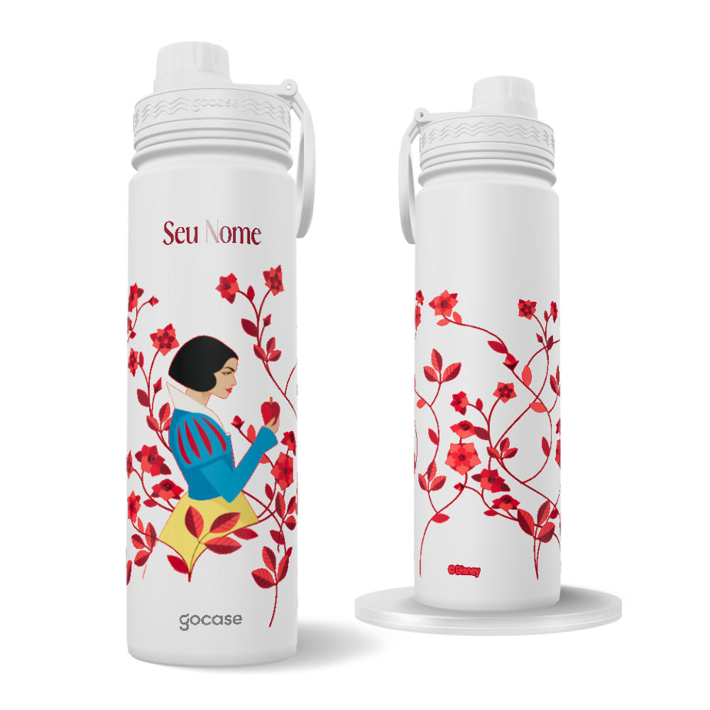 Garrafa Térmica Fresh + Ebook - Branca de Neve - Rosas Vermelhas