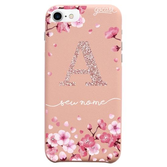 Capinha para celular Fascino Pétalas de Cerejeira Glitter