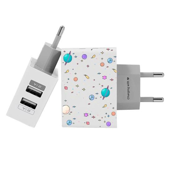 Carregador Personalizado iPhone/Android Duplo USB de Parede Gocase - Planetinhas